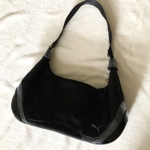 Y2K Puma black nylon & patent shoulder hobo bag